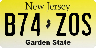 NJ license plate B74ZOS