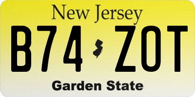 NJ license plate B74ZOT