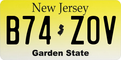 NJ license plate B74ZOV