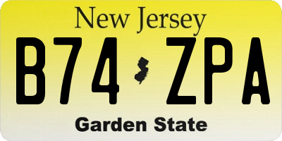 NJ license plate B74ZPA