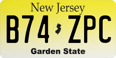 NJ license plate B74ZPC