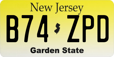 NJ license plate B74ZPD