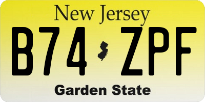 NJ license plate B74ZPF