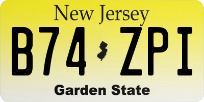 NJ license plate B74ZPI