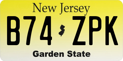 NJ license plate B74ZPK