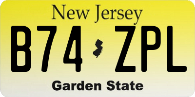 NJ license plate B74ZPL