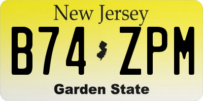 NJ license plate B74ZPM