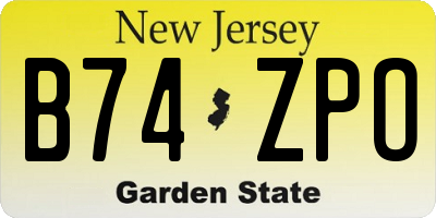 NJ license plate B74ZPO