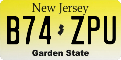 NJ license plate B74ZPU