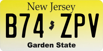 NJ license plate B74ZPV