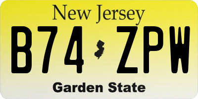 NJ license plate B74ZPW