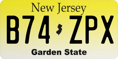 NJ license plate B74ZPX