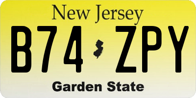 NJ license plate B74ZPY