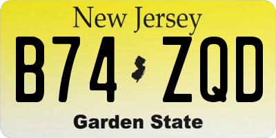 NJ license plate B74ZQD