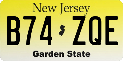NJ license plate B74ZQE