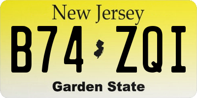 NJ license plate B74ZQI