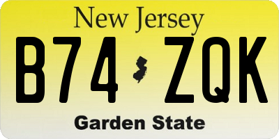 NJ license plate B74ZQK