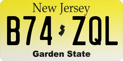 NJ license plate B74ZQL