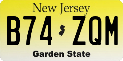 NJ license plate B74ZQM