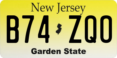 NJ license plate B74ZQO