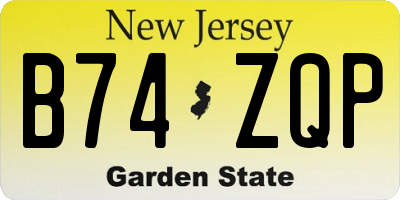 NJ license plate B74ZQP