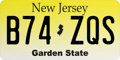 NJ license plate B74ZQS