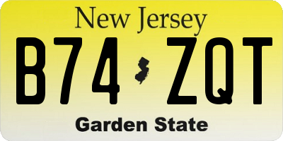 NJ license plate B74ZQT