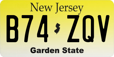 NJ license plate B74ZQV