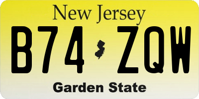 NJ license plate B74ZQW