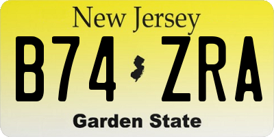 NJ license plate B74ZRA