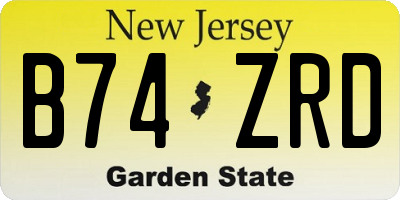 NJ license plate B74ZRD