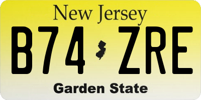 NJ license plate B74ZRE