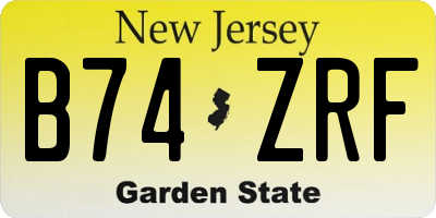 NJ license plate B74ZRF