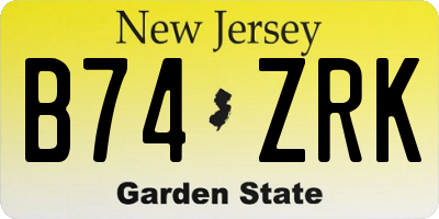 NJ license plate B74ZRK