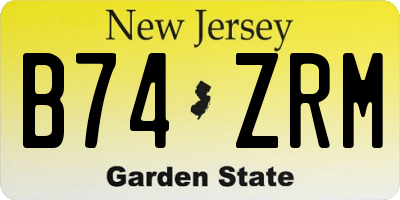 NJ license plate B74ZRM
