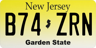 NJ license plate B74ZRN