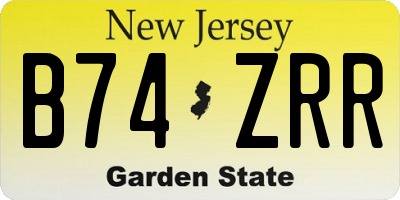 NJ license plate B74ZRR