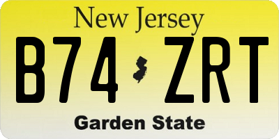 NJ license plate B74ZRT