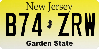 NJ license plate B74ZRW