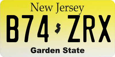 NJ license plate B74ZRX