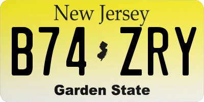 NJ license plate B74ZRY