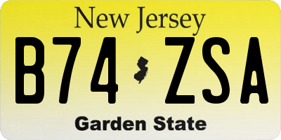 NJ license plate B74ZSA