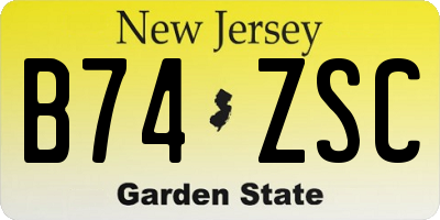 NJ license plate B74ZSC
