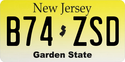 NJ license plate B74ZSD