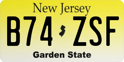 NJ license plate B74ZSF