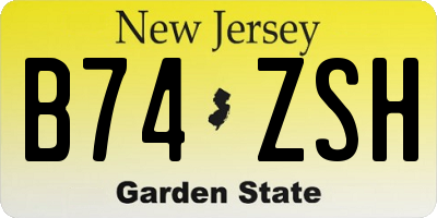 NJ license plate B74ZSH