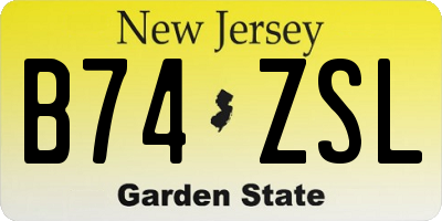 NJ license plate B74ZSL