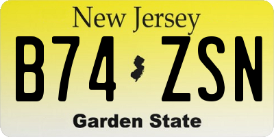 NJ license plate B74ZSN