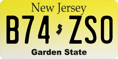 NJ license plate B74ZSO