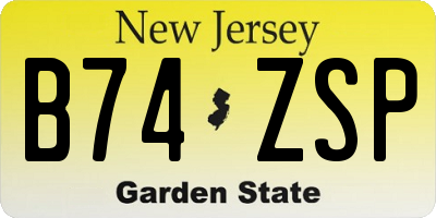 NJ license plate B74ZSP